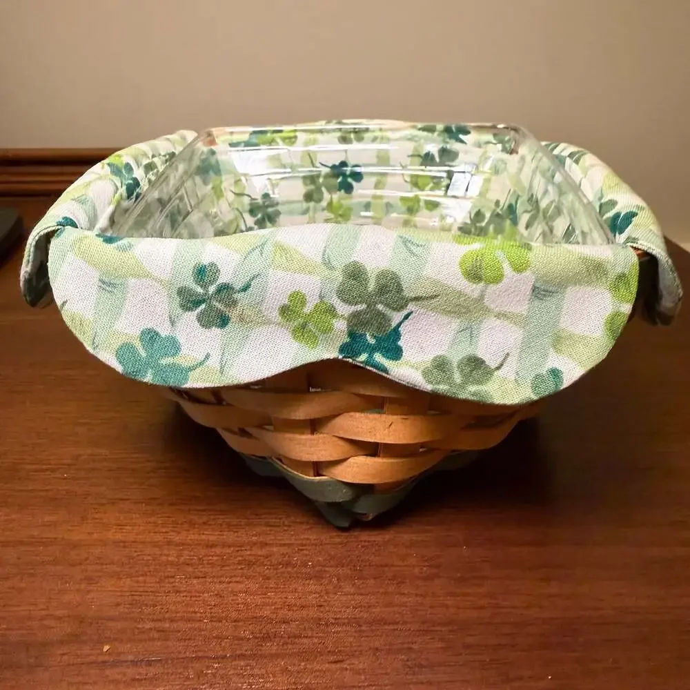 Longaberger 2006 Lucky Twist Basket Lid Fabric Liner Protector Shamrock St. Patr